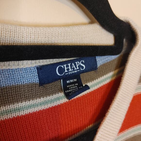 Chaps Size Medium M Cotton Stripes Striped Colorful Long Sleeve Sweater Top - Picture 5 of 10